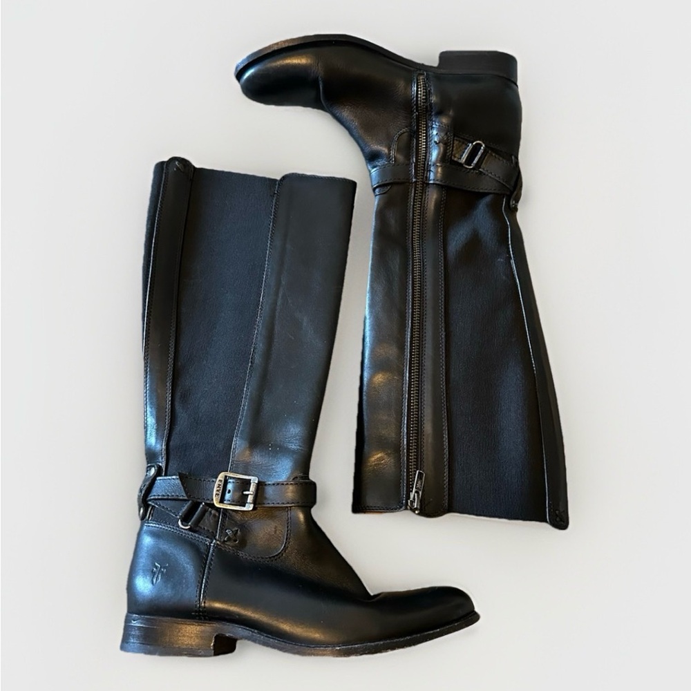 Frye Black Leather Tall Riding Boots Women’s Size 6.5 Classic Equestrian Style